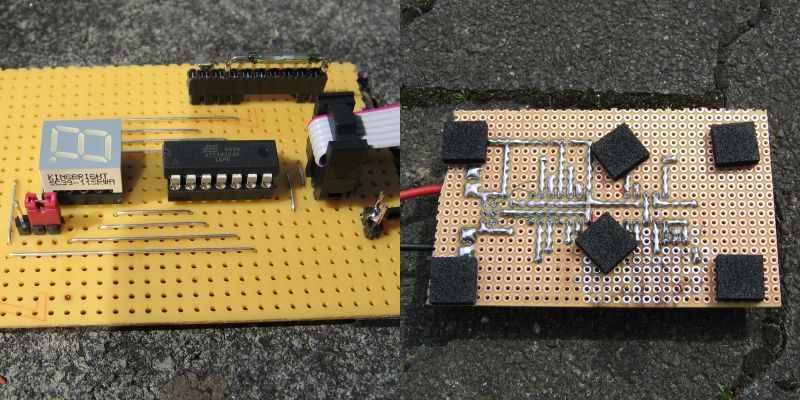 Magnetbake Atmel: Erstmuster auf Lochraster