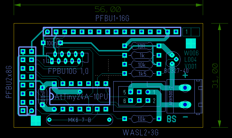 Layout-Ansicht Oberseite LCD-Magnetbake